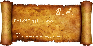 Belányi Anna névjegykártya