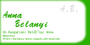 anna belanyi business card